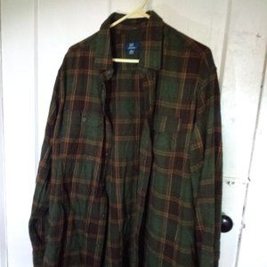 George Brown Plaid Button Collar Long Sleeve Flannel Shirt Size XL